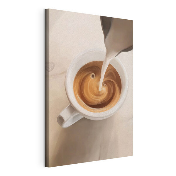 Quadri Una tazza di caffè in cui si versa del latte