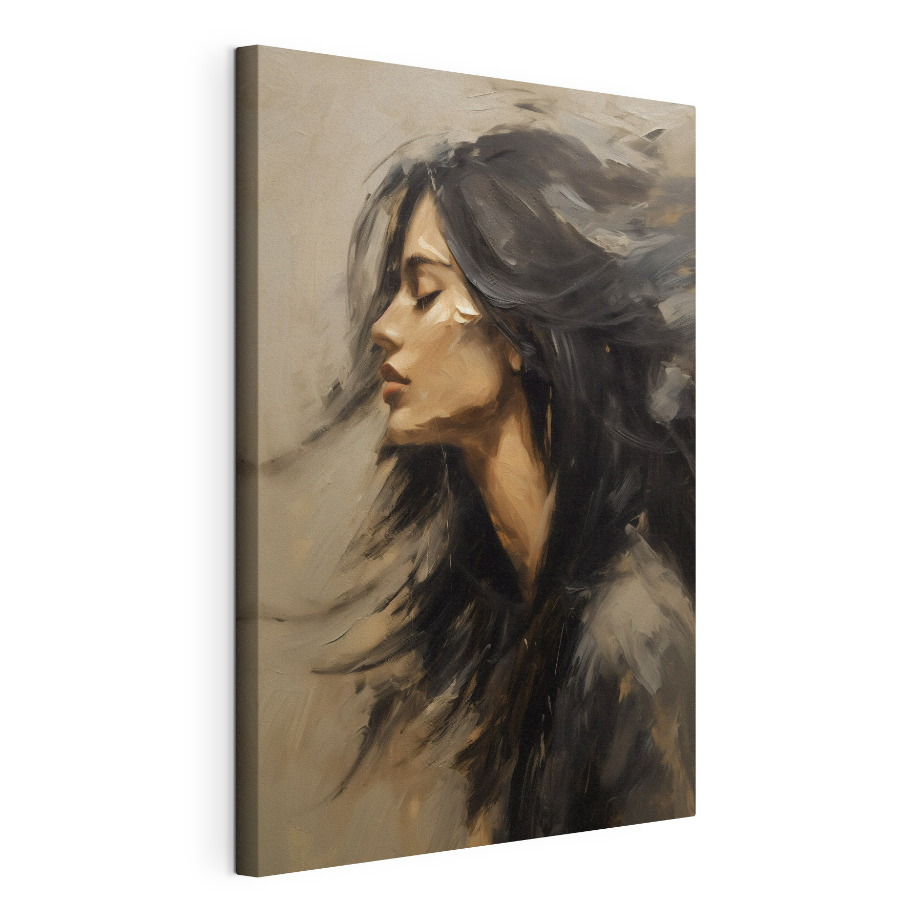 Painting of a woman with long hair