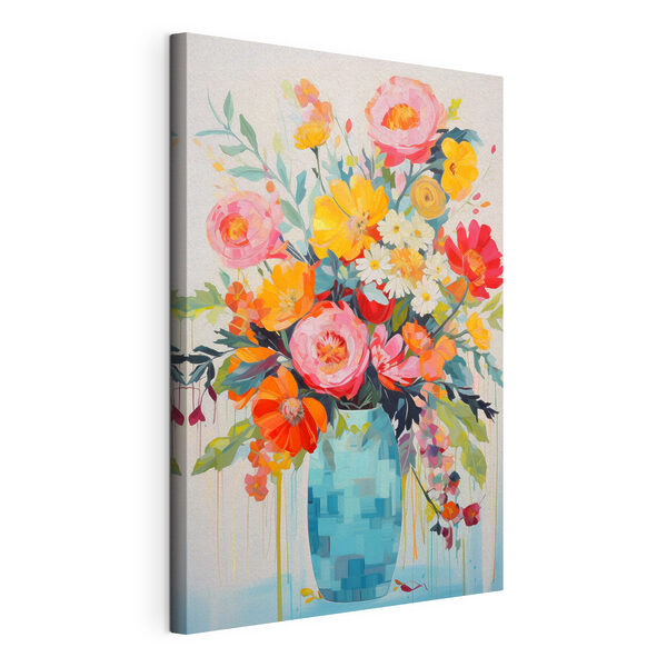 Dipinto raffigurante dei fiori in un vaso blu Quadri Dipinto raffigurante dei fiori in un vaso blu
