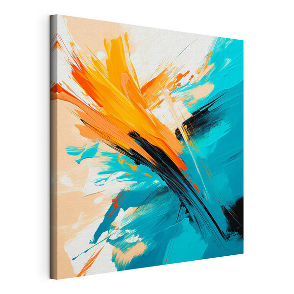 Dipinto realizzato con vernice blu e arancione Quadri Dipinto realizzato con vernice blu e arancione