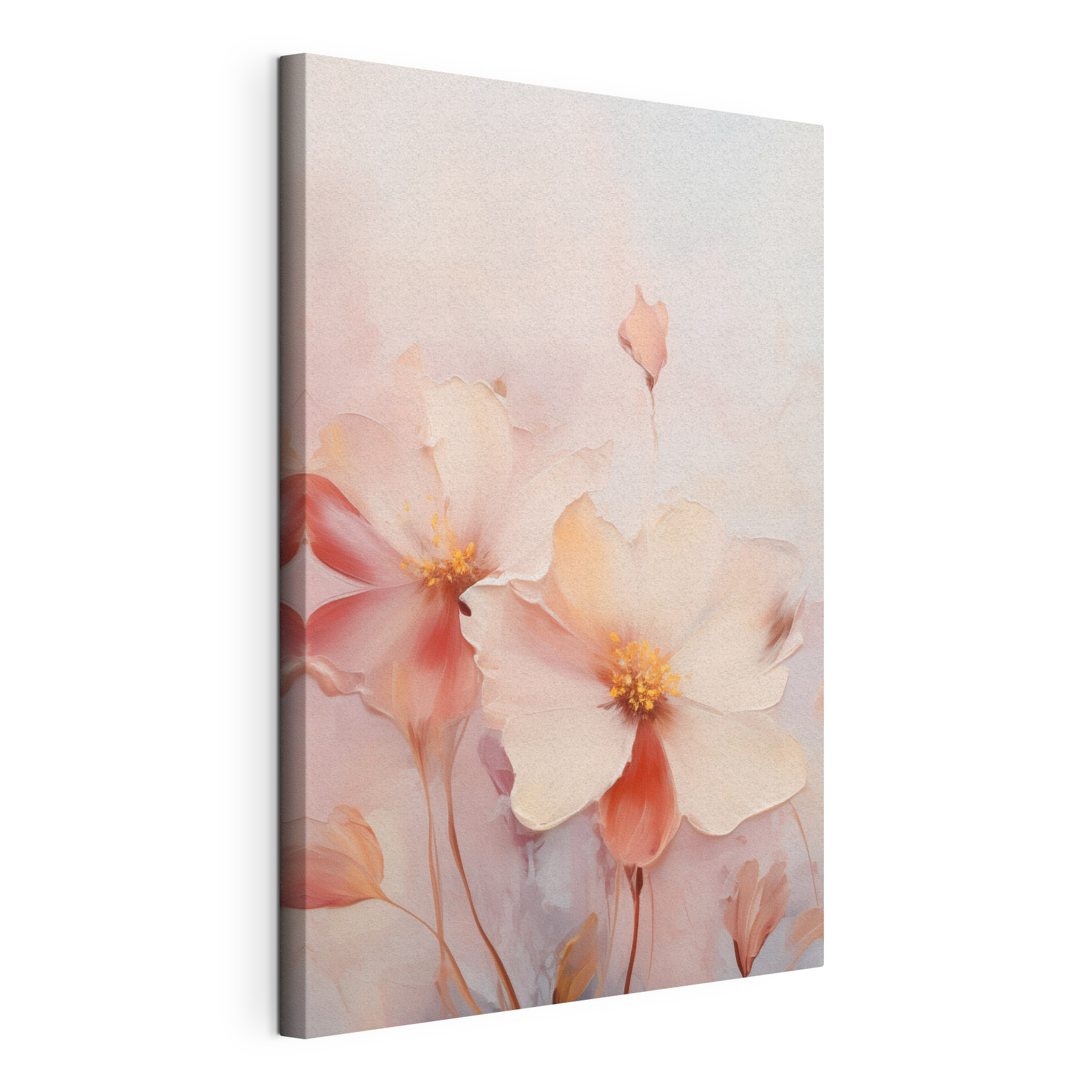 Painting of flowers on a white surface