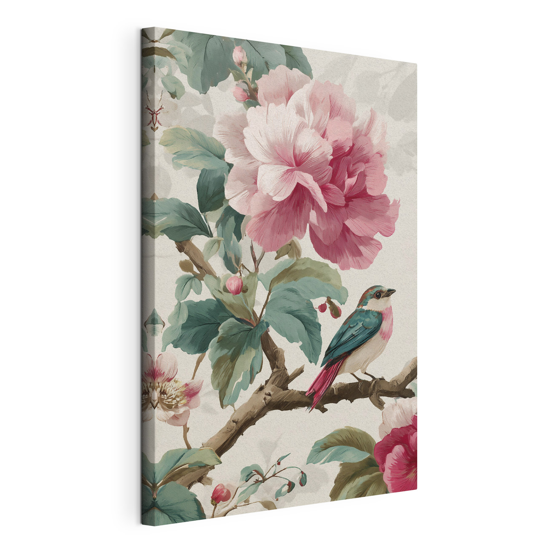 Bird on a branch with flowers
