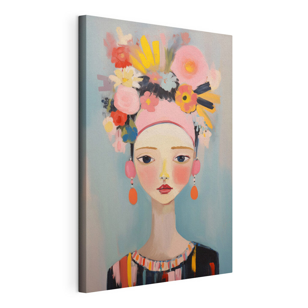 Painting of a woman with flowers in her hair Painting of a woman with flowers in her hair