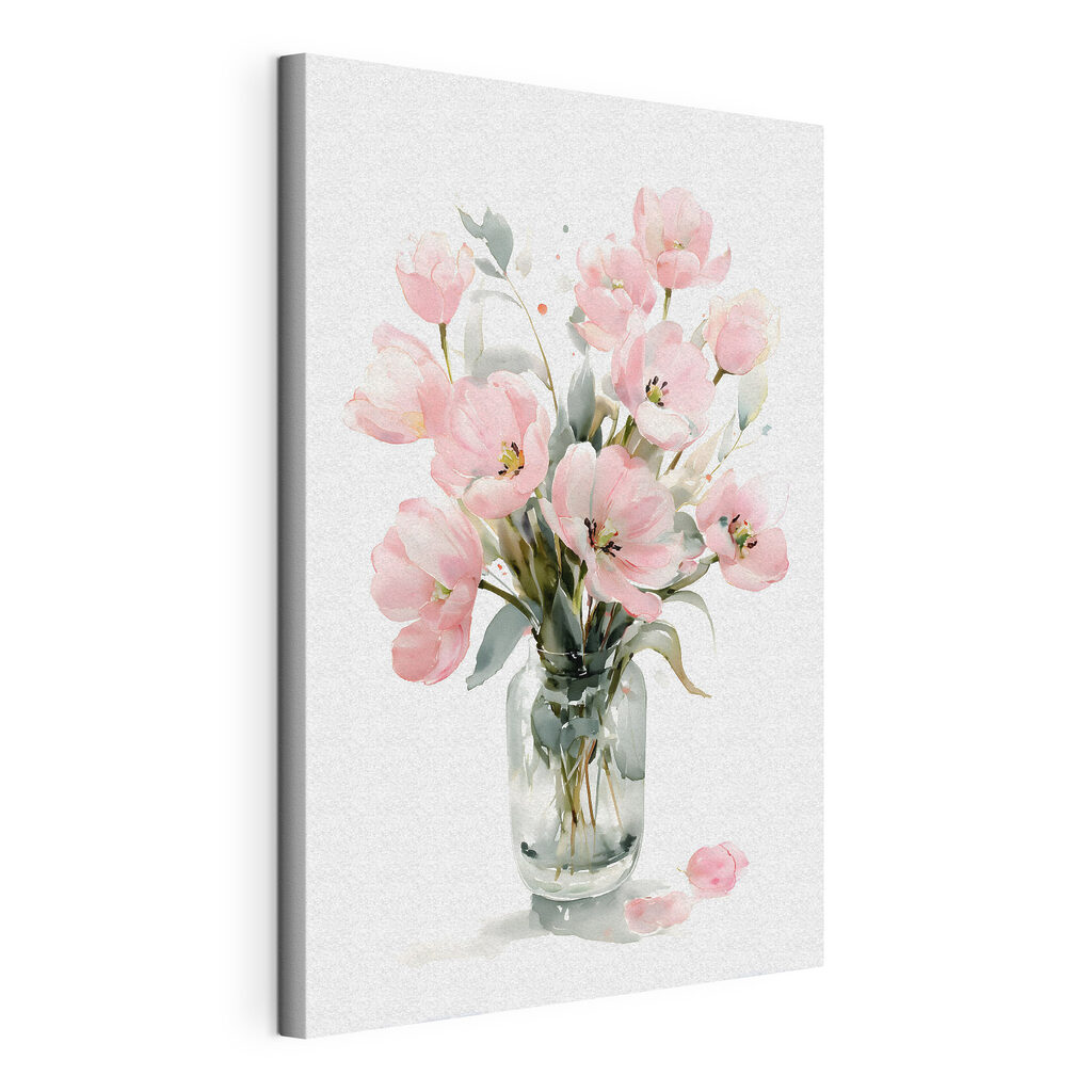 Watercolor of flowers in a glass vase