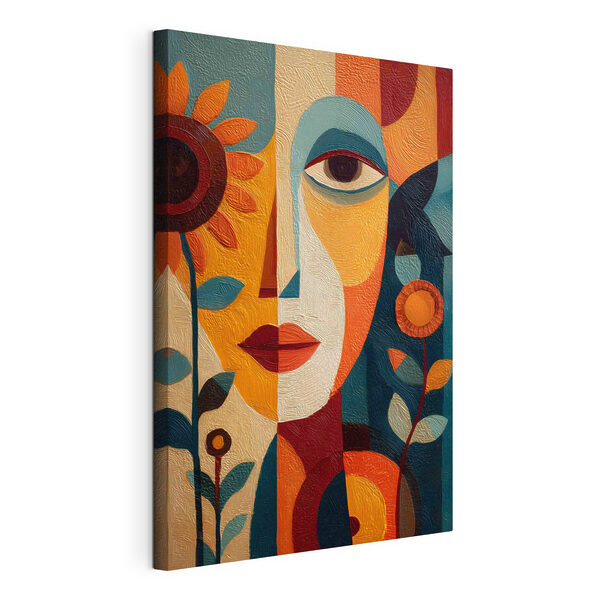 Dipinto raffigurante il volto di una donna e dei fiori Quadri Dipinto raffigurante il volto di una donna e dei fiori