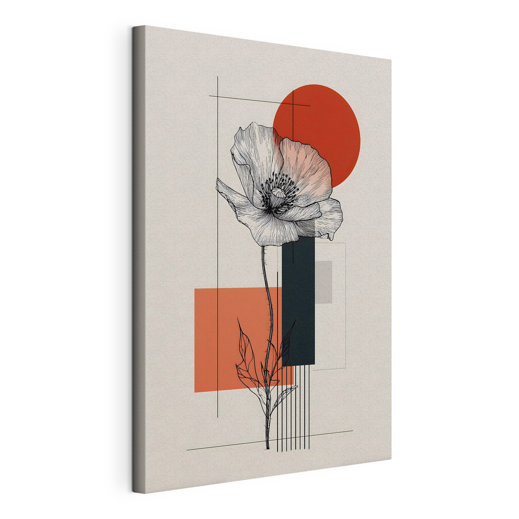 Flower with a stem and a red circle Flower with a stem and a red circle