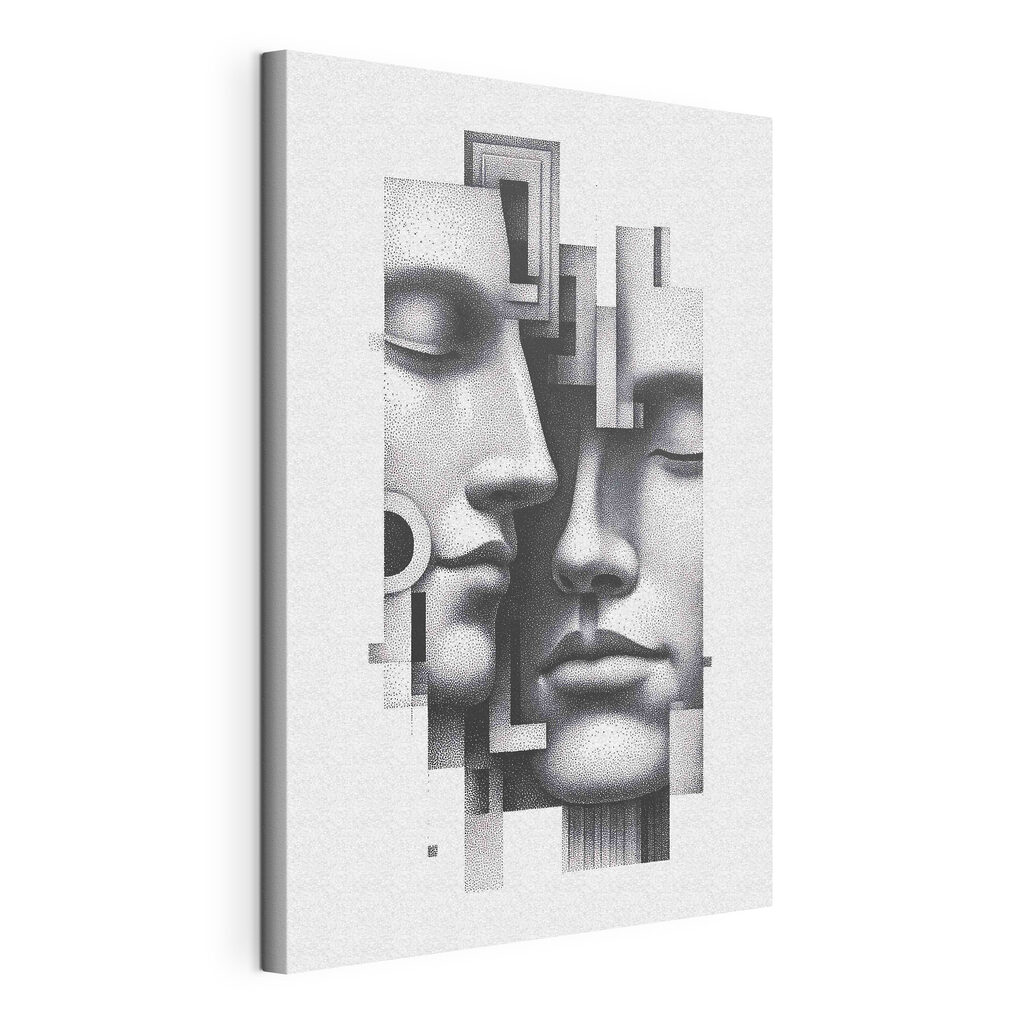 Black and white image of two faces
