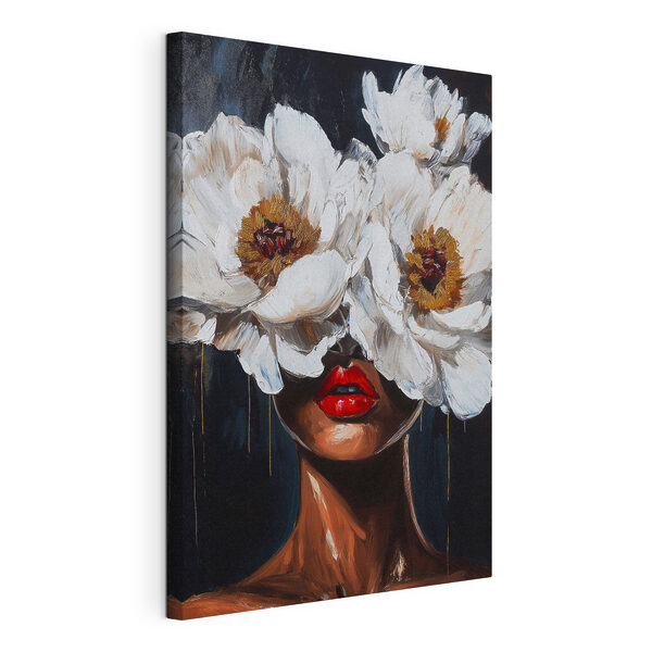 Dipinto raffigurante una donna con dei fiori sul viso Quadri Dipinto raffigurante una donna con dei fiori sul viso