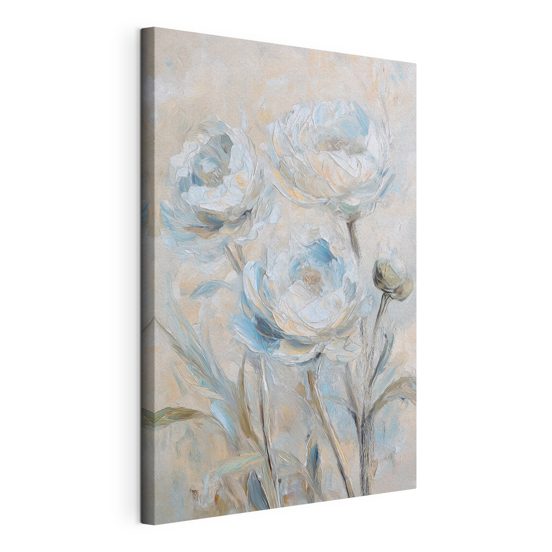 Painting of flowers on a white surface