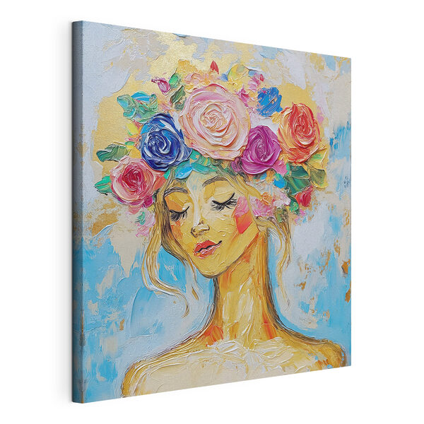 Dipinto raffigurante una donna con dei fiori tra i capelli Quadri Dipinto raffigurante una donna con dei fiori tra i capelli