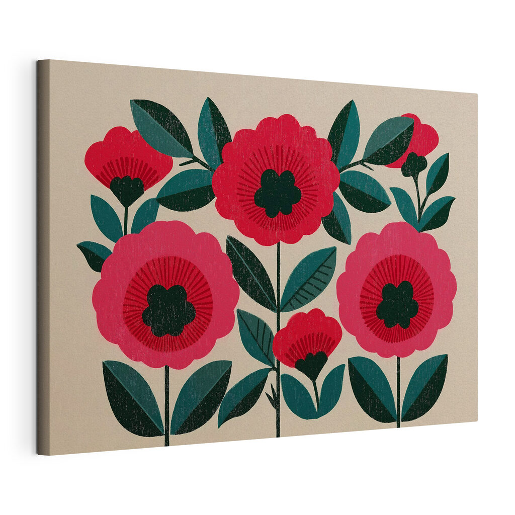 Painting of flowers and leaves