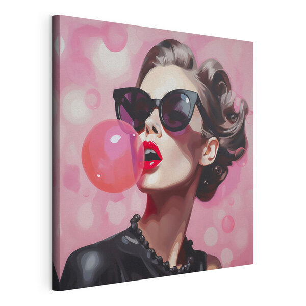 Woman blowing a bubble Woman blowing a bubble