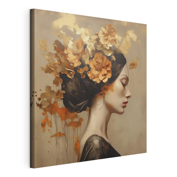 Dipinto raffigurante una donna con dei fiori tra i capelli Quadri Dipinto raffigurante una donna con dei fiori tra i capelli