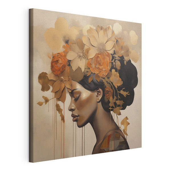 Dipinto raffigurante una donna con dei fiori tra i capelli Quadri Dipinto raffigurante una donna con dei fiori tra i capelli