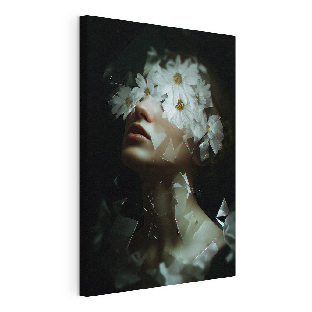 Woman with flowers on her face