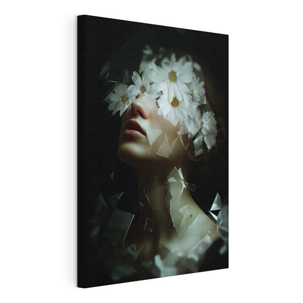 Woman with flowers on her face