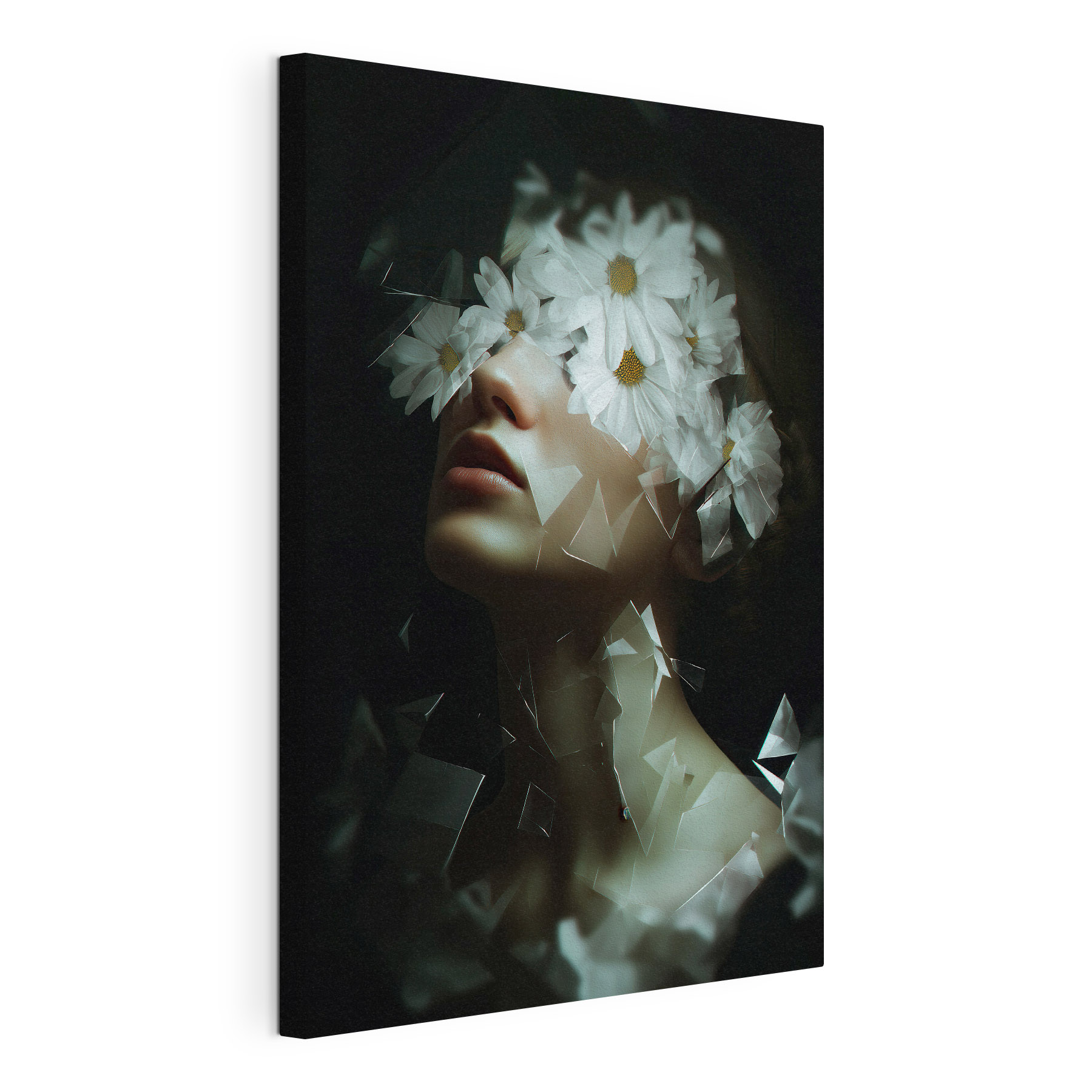 Woman with flowers on her face