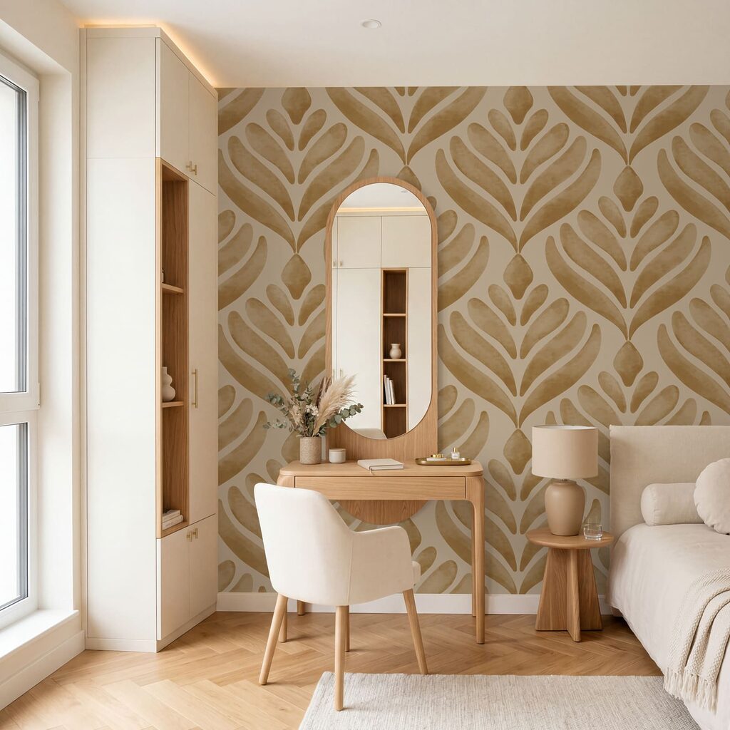 Motivo di foglie su sfondo beige Motivo di foglie su sfondo beige