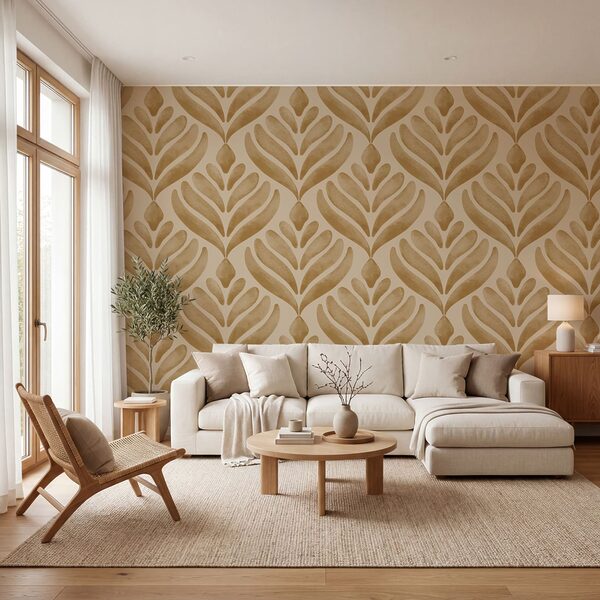 Motivo di foglie su sfondo beige Motivo di foglie su sfondo beige