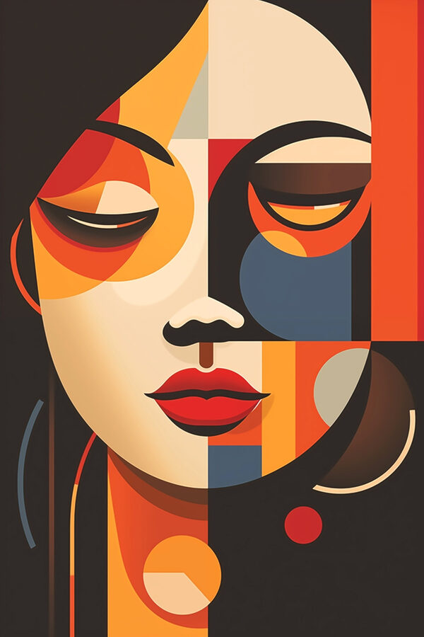 Woman's face with different colors