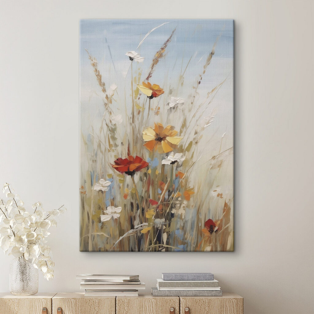 Painting of flowers in a field