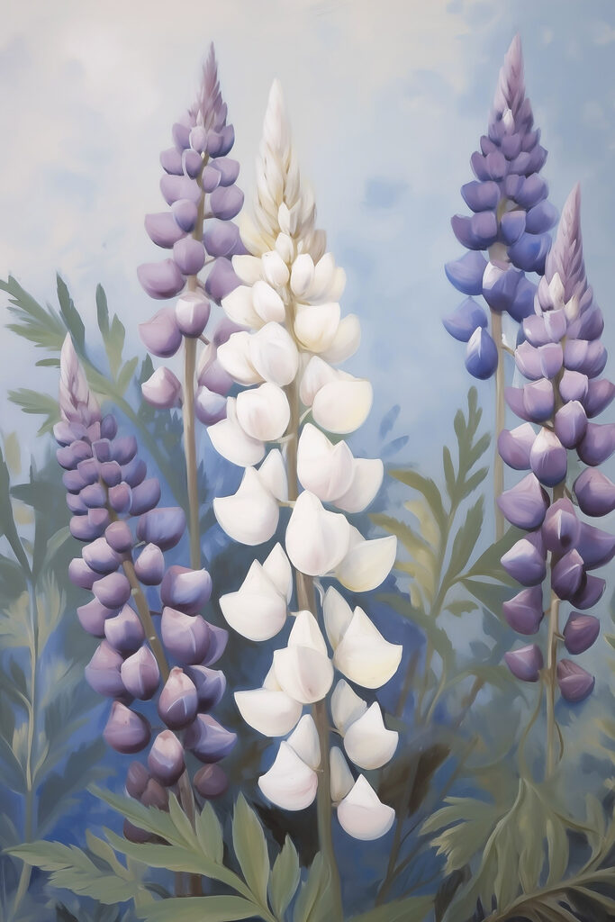 Lush lupins in soft pastel hues