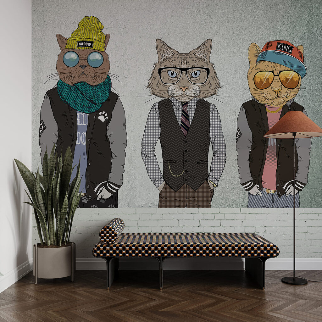 Gruppo di gatti vestiti