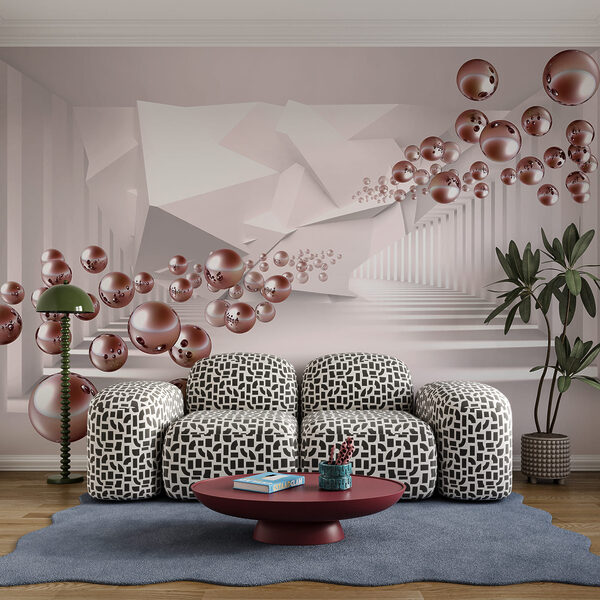 Stanza bianca con palline rosa