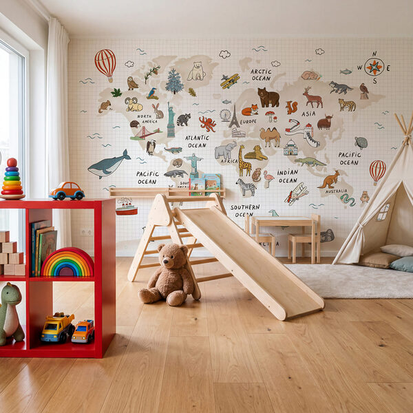 Mappa del mondo con gli animali