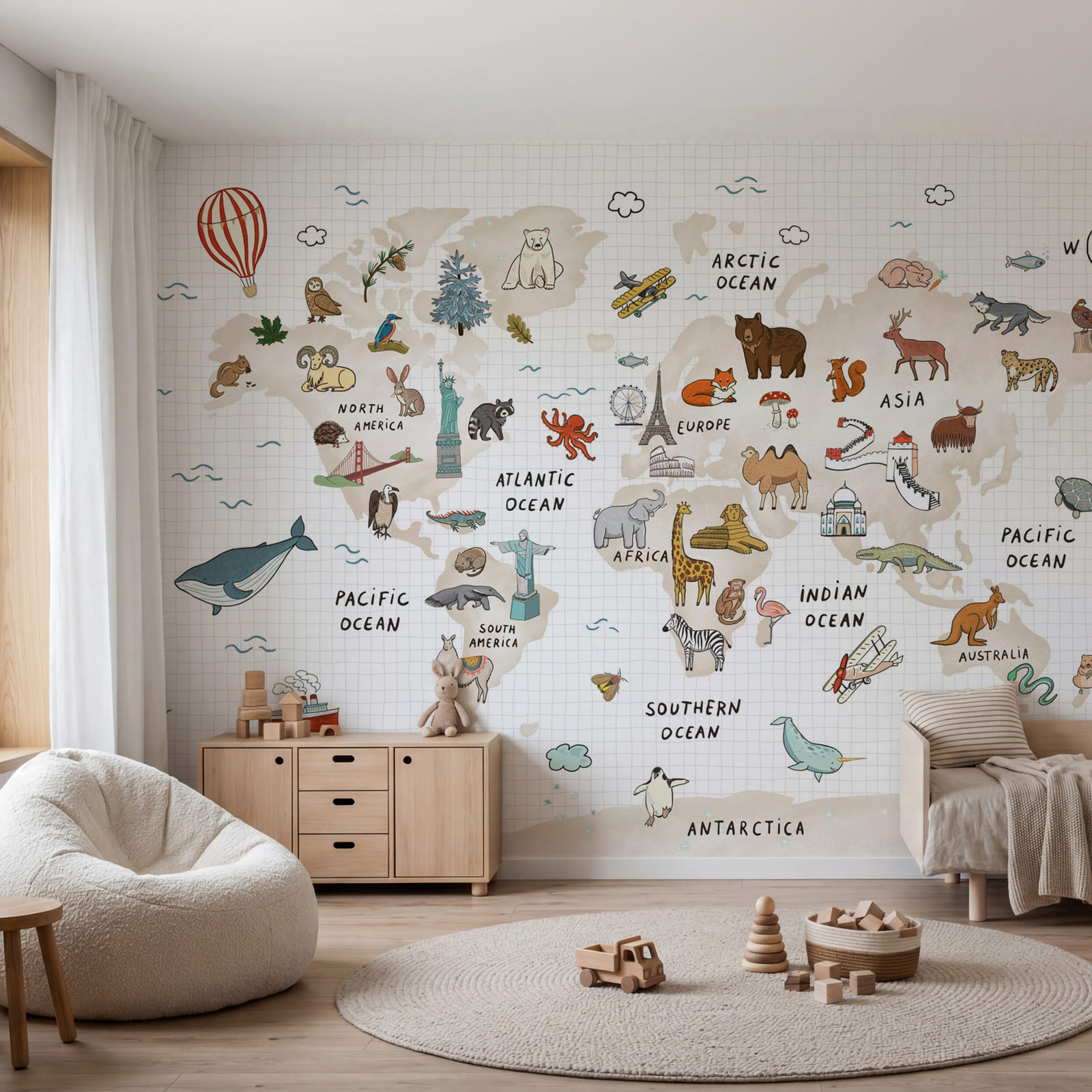 Mappa del mondo con gli animali