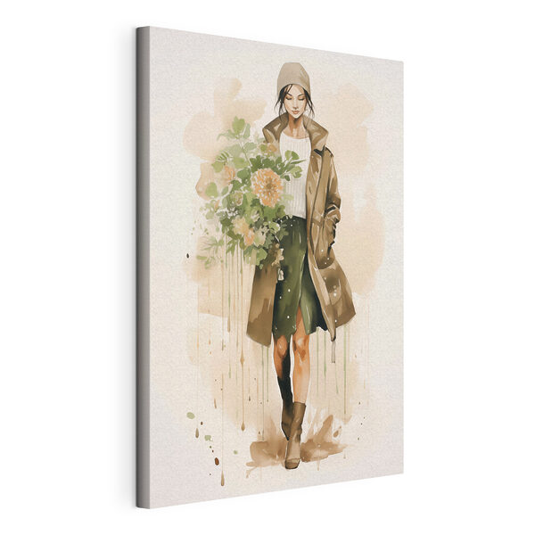 Quadri Quadri Donna con un mazzo di fiori in mano (COD: s50247)