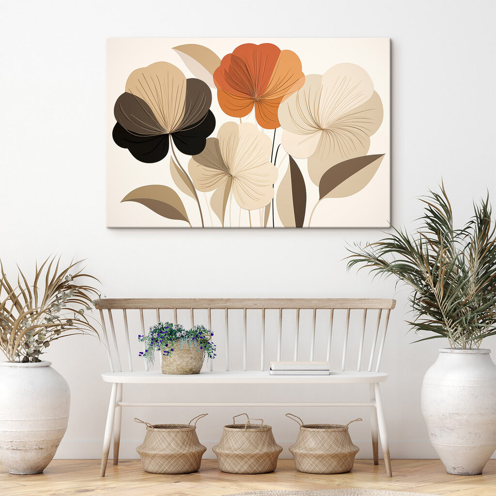 Group of flowers with leaves Group of flowers with leaves