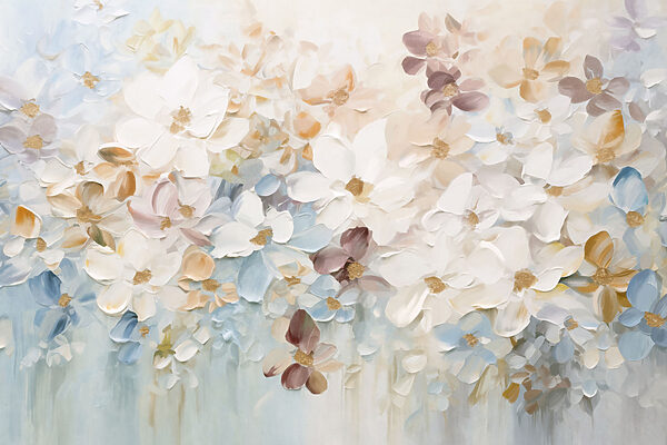 Painting of flowers on a white surface Painting of flowers on a white surface