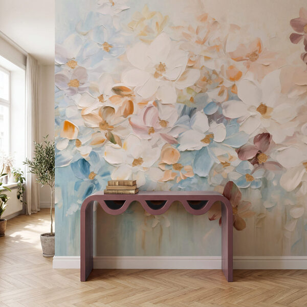 Dipinto di fiori su una superficie bianca Dipinto di fiori su una superficie bianca