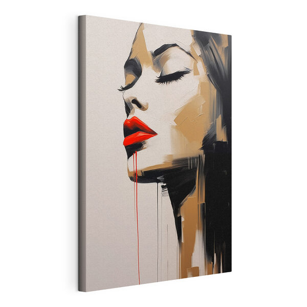 Quadri Quadri Dipinto raffigurante una donna con le labbra rosse e il rossetto rosso (COD: s47378)
