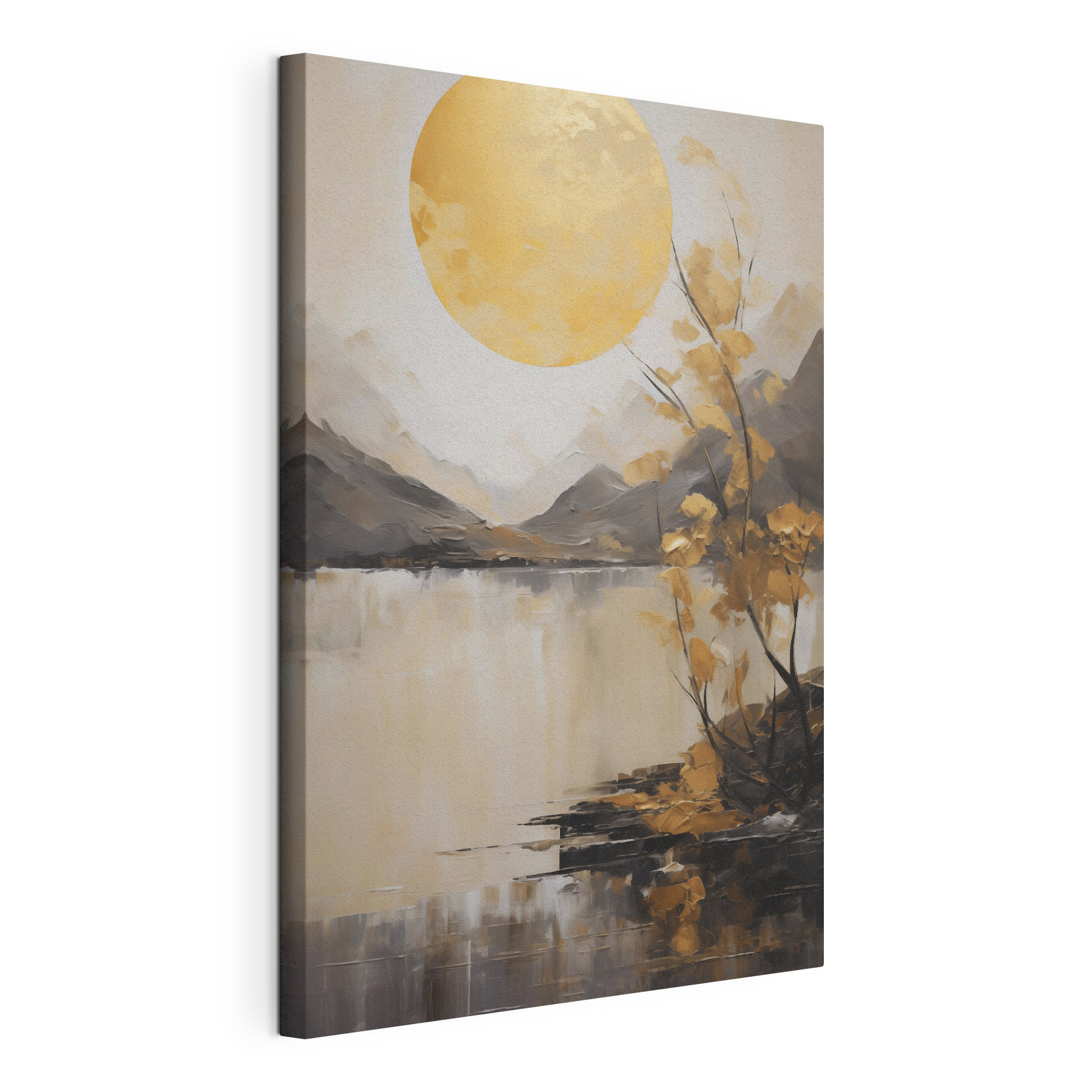 Painting of a tree and a lake