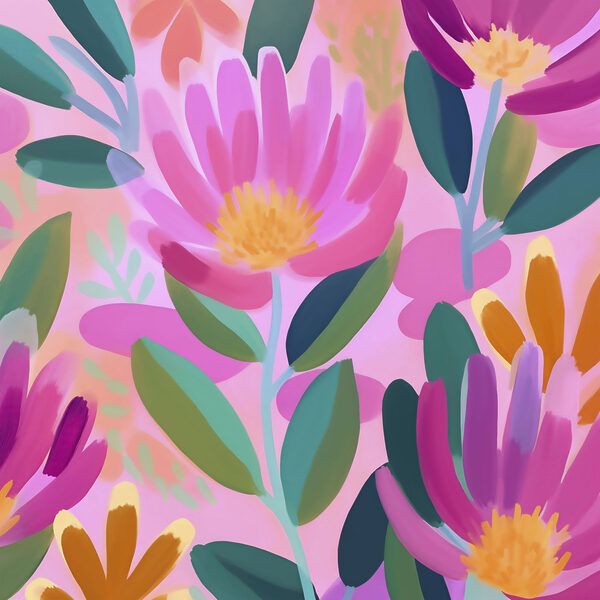 Colorful flowers and leaves Colorful flowers and leaves