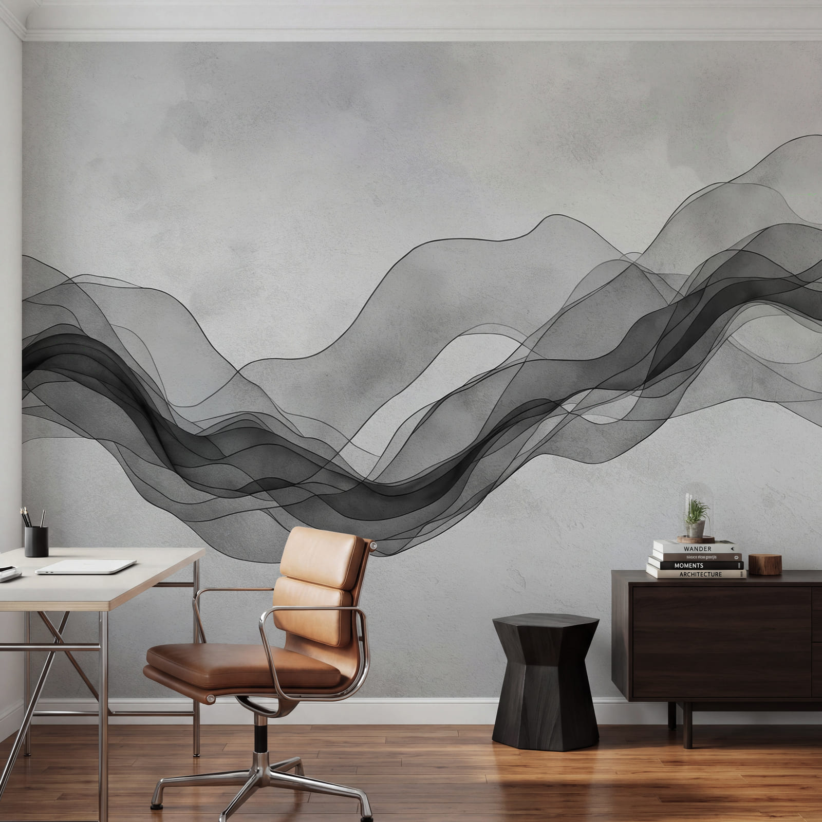 Immagine in bianco e nero di un'onda Immagine in bianco e nero di un'onda