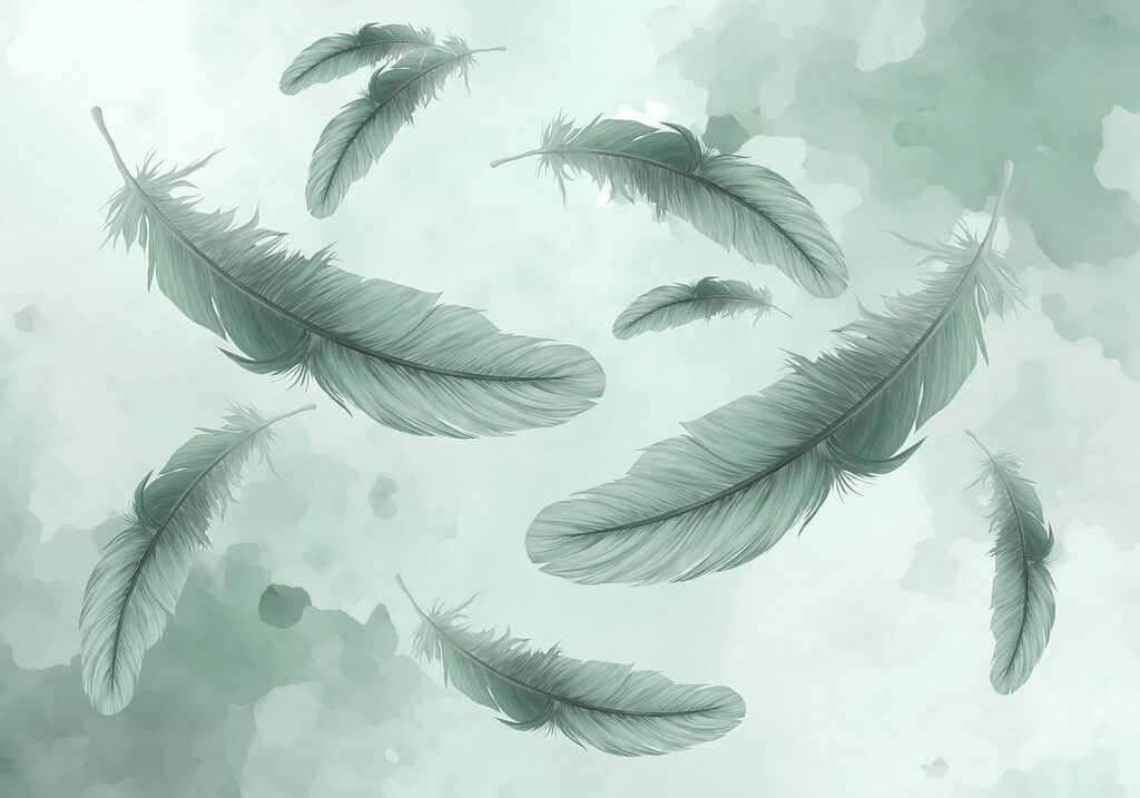 Group of feathers floating in the air Group of feathers floating in the air