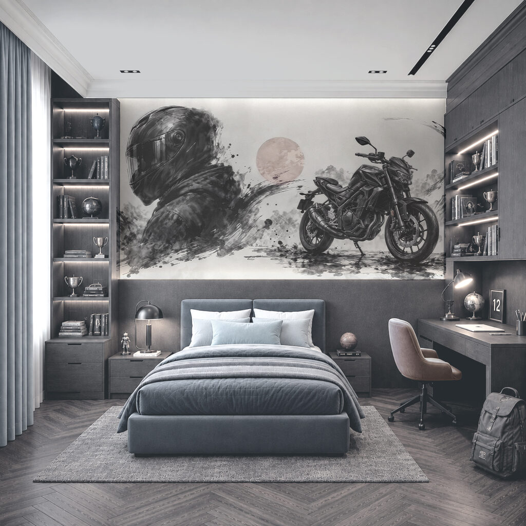 Motocicletta con una maschera nera Motocicletta con una maschera nera