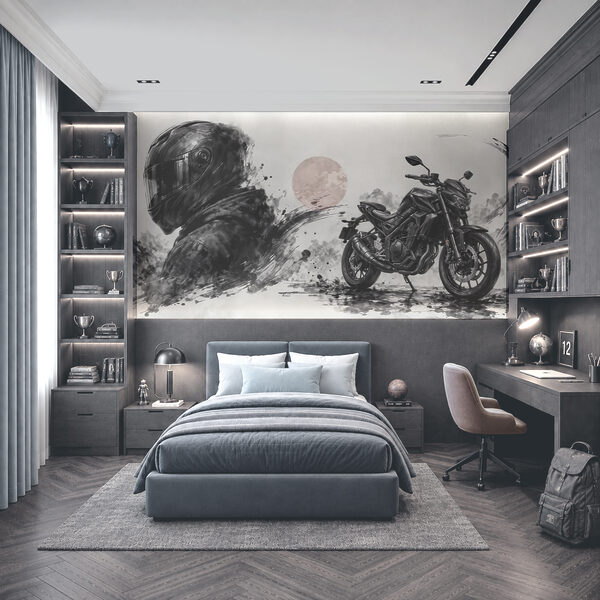 Motocicletta con una maschera nera Motocicletta con una maschera nera