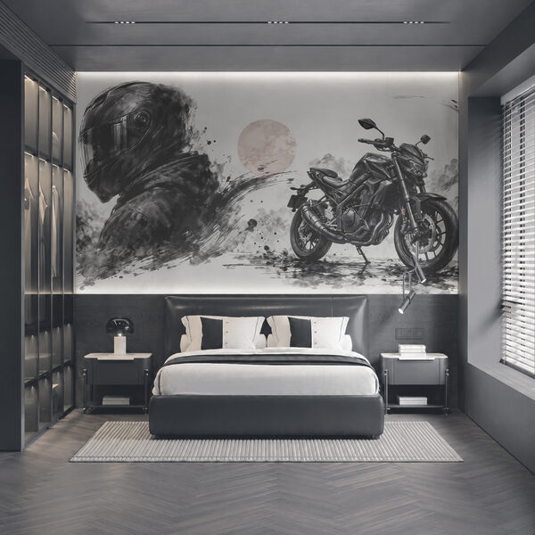 Motocicletta con una maschera nera Motocicletta con una maschera nera