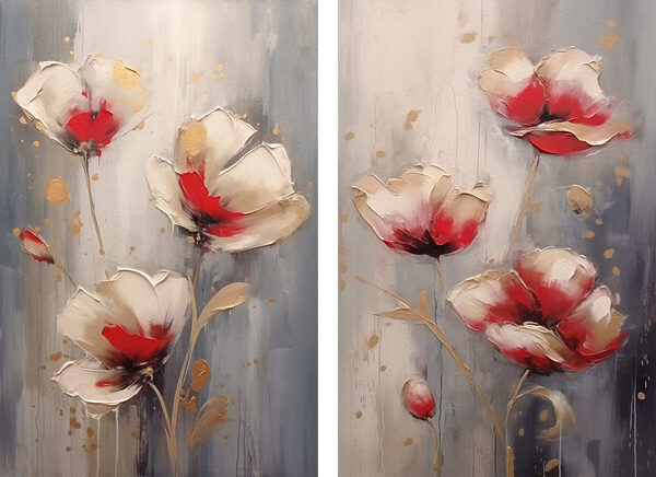Painting of flowers on a grey background Painting of flowers on a grey background