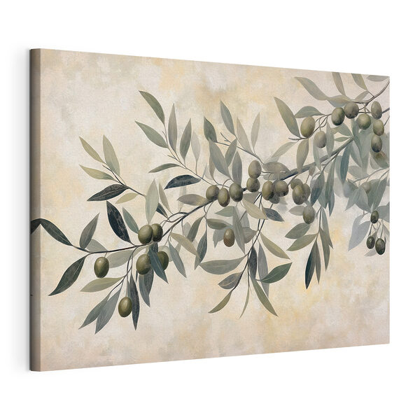 Branch with green leaves and fruits Branch with green leaves and fruits