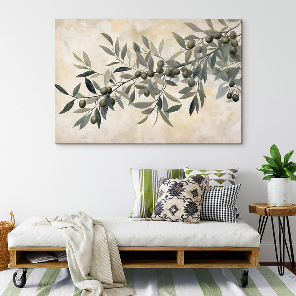 Branch with green leaves and fruits Branch with green leaves and fruits