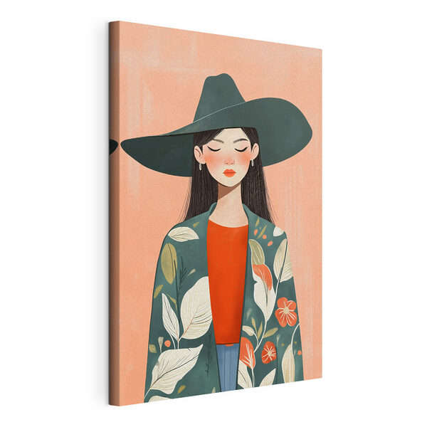 Woman wearing a hat and jacket Woman wearing a hat and jacket