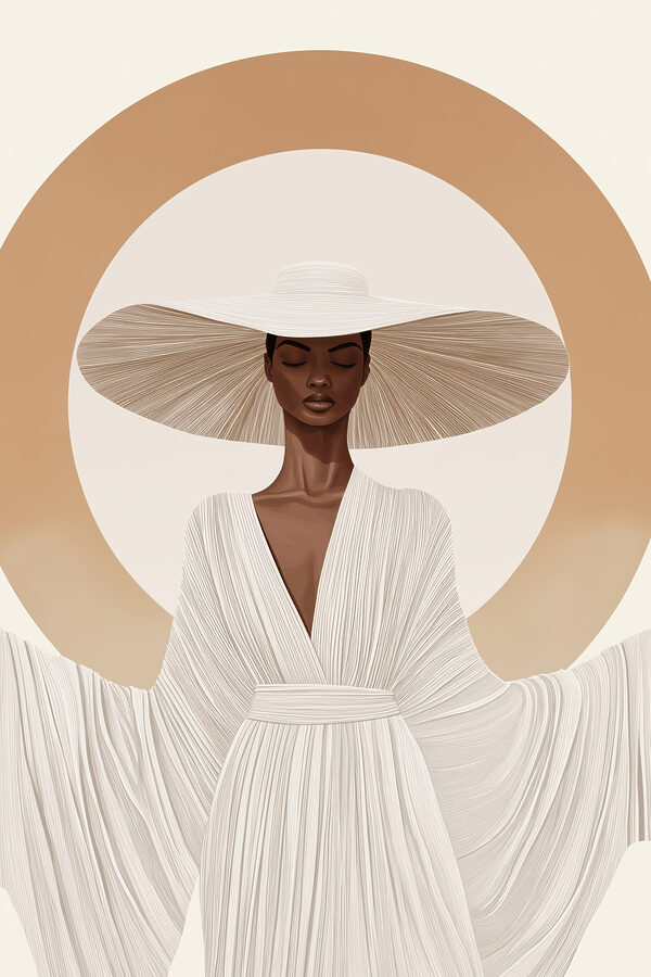 Woman wearing a hat and dress