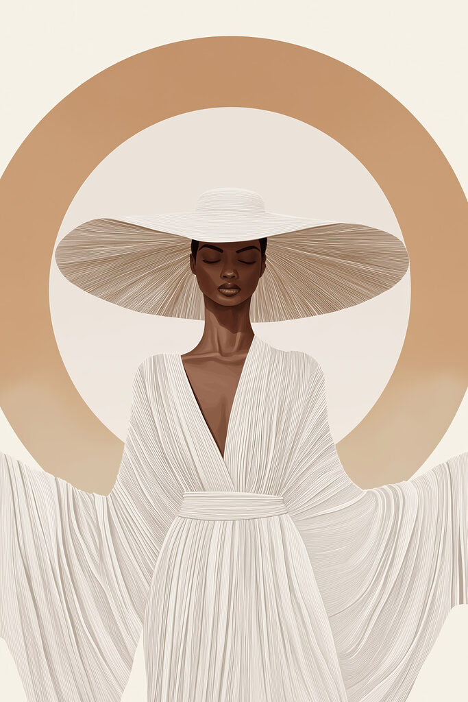 Woman wearing a hat and dress