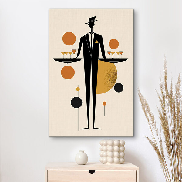 Man in a tuxedo holding a tray of drinks Man in a tuxedo holding a tray of drinks