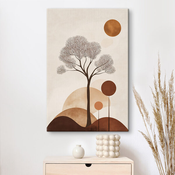 Tree with brown circles and a white background Tree with brown circles and a white background